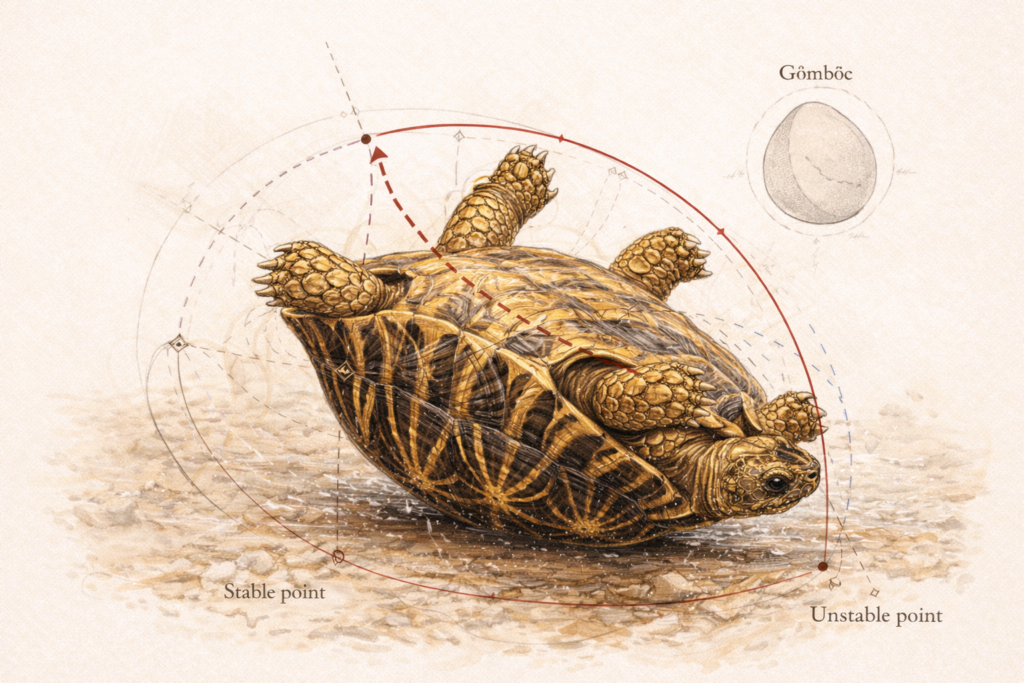 Gomboc shape of the Indian Star Tortoise shell